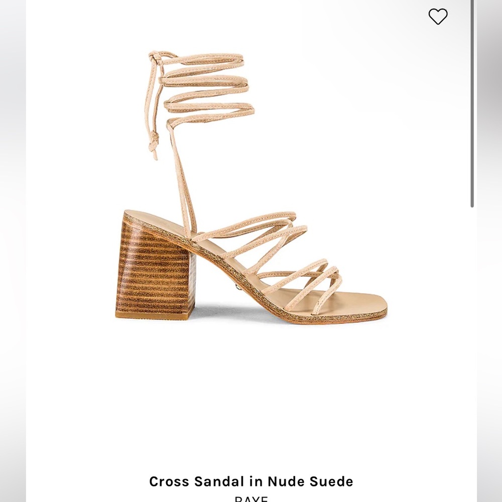 RAYE Nude Suede Cross Sandal Heels